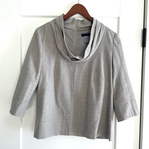 J.Crew Scoop Mock Shawl Neck Wool 3/4 Sleeve Top - Picture 1 of 8